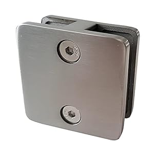 PMC glashouder roestvrij staal V4A glasklem glas klem klem reling vierkant rond (2-zijdig open, glas 12,76 mm)