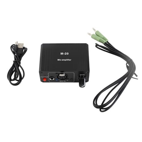 Préampli de Microphone, Préamplificateur de Voix de Micro Professionnel à Gain élevé, Préamplificateur de Micro à Alimentation Fantôme 48 V pour Microphones Dynamiques et à