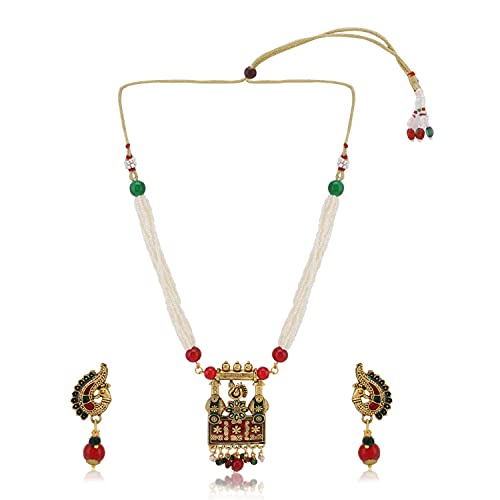 Efulgenz Indian Faux Pearl Necklace Jewelry Crystal Floral Pendant Beaded Multistring Strand Pendant Necklace Earrings Wedding Jewelry Set For Women (Style 3) #TOP6