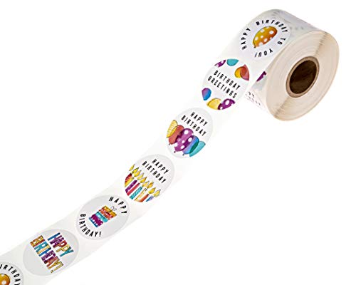 Modern, Vibrant Watercolor Birthday Stickers / 6 Bright Birthday Designs / 500 Colorful Rainbow Birthday Labels / 1.5" Happy Birthday Envelope Seals #TOP2