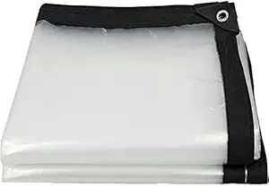Transparent Tarpaulin Waterproof 20 x 10 ft Transparent Tarpaulin with Eyelets, Dustproof Rainproof Tarpaulin 650 GSM, Plastic Tarpaulin, Protective Tarpaulin Camping - for Fishing, Garden