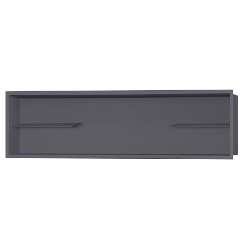 PULSE Showerspas NI-12482-GMB Niche Rectangular Stainless-Steel Shower Shelf, Split Double Shelf with Open Center, 12" x 48", Gunmetal Black