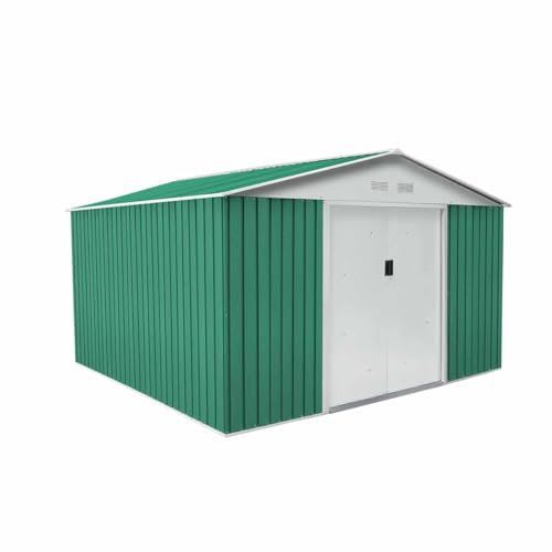 GARDIUN KIS12993 - Caseta Metálica Coventry 9,66 m² Exterior 301x321x205 cm Acero Galvanizado Verde