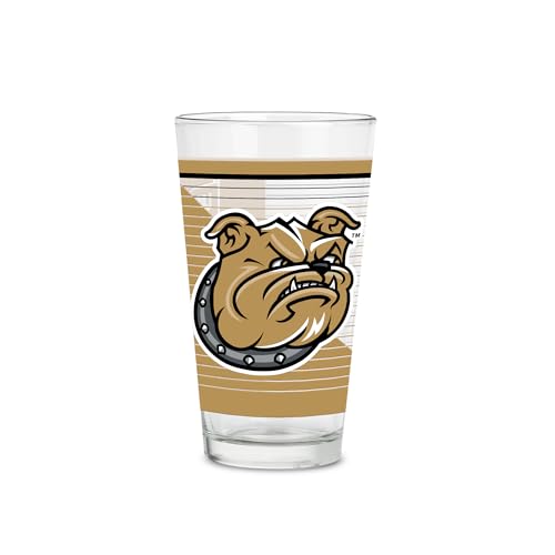 Rico Industries NCAA Bryant Bulldogs Standard 16 oz Pint Glasses with Digitally Printed Logo, Classic Drinking Glass - Great for Every Day Use
