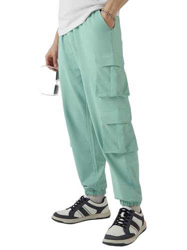 Image of Bewakoof Air 1.0 Men's Solid Super Loose Fit Poly Cotton Cargo Joggers