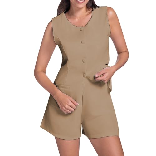 Ensemble short sans manches femme ete ample et droit