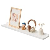 TREOAKWIS Estantes flotantes blancos de madera natural de roble para montar en la pared, estante de pared para el hogar, oficina, sala de estar, dormitorio, estante de almacenamiento de pared de 6 x