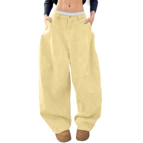 Jean baggy femme décontracté à taille haute et jambes larges pour le quotidien