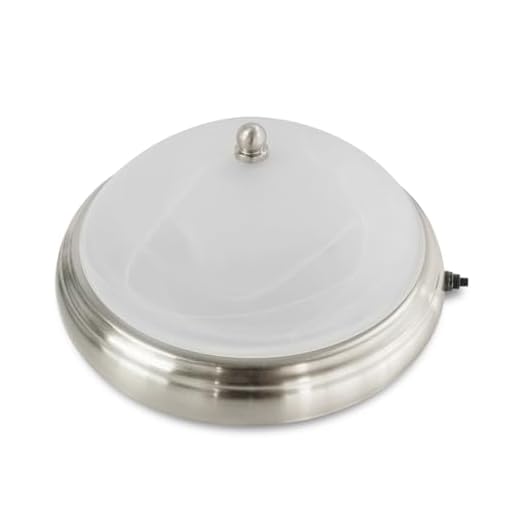 Dream lighting 12volt DC LED Glass Ceiling Light Fixture for RV Boat Trailer Interior Decor, Round Overhead Light Roof Dome Light with Switch —Bright Warm White, 9 inch / 230mm