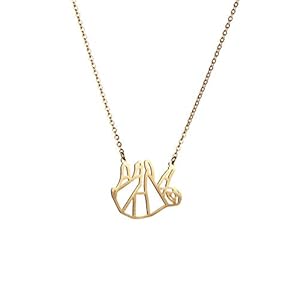 La Menagerie Luiaard Goud Origami Sieraden & Gouden Geometrische Ketting – 18 karaats gouden Ketting & Luiaard Ketting voor Vrouwen – Luiaard Ketting voor Meisjes & Origami Ketting