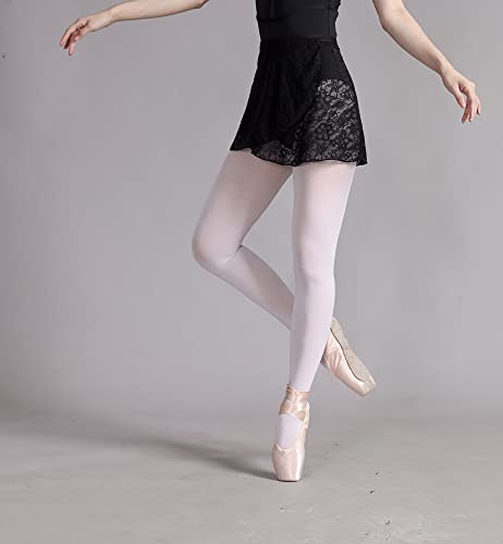 Swdarz Black Women Dance Skirts For Ballet Black Lace Skirt Sheer Elasticc Waist Tie #TOP2
