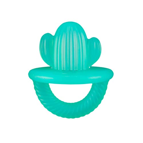Image of Itzy Ritzy Silicone Teensy Teether - Flexible, Soft & Hollow Baby Teething Toy with Easy-to-Hold Handle; Designed for Ages 3 Months and Up (Cactus)