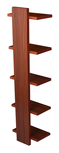 Image of Captiver Donald Wooden Wall Mounted Books Shelf Racks Stands (5 Tier,Teak) Home Decor Library Bedroom Room Designer Floating Self Kitchenaid Stylish Multipurpose Storage Accessories
