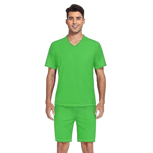 GAIGEO Green Men's Pajamas Set, Mens Sleep Set, Loungewear for Men Home Summer, S-XXL4