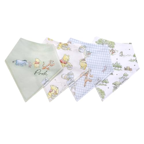 Image of Copper Pearl Baby Bandana Drool Bibs for Drooling and Teething 4 Pack Gift Set Hundred Acre Wood