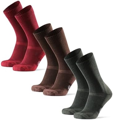 DANISH ENDURANCE Merino Wool Hiking Crew Socks for Men & Women, Cushioned Anti-Blister, Breathable - 3 Pairs