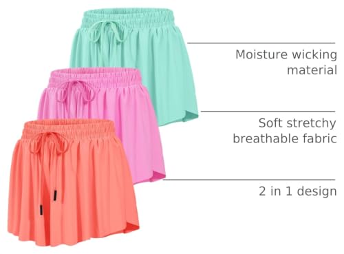 Image of HASMES Girls Butterfly Shorts Teen Flowy Athletic Shorts for Running Dance Cheer 5-14Y