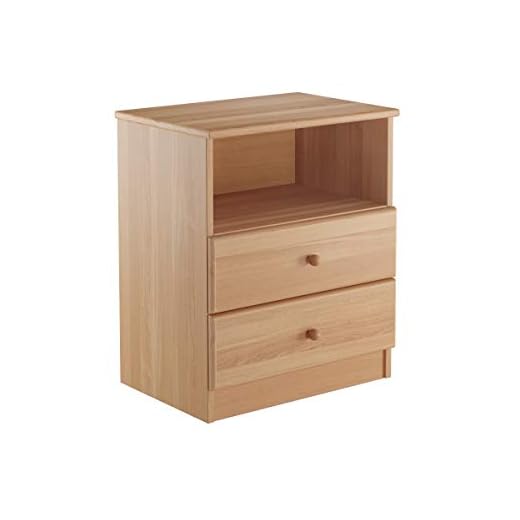 Erst-Holz 90.20-K35 hohe Nachtkonsole Buche Nachttisch mit Zwei Schubladen und offenem Fach