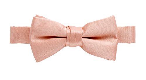 Sportoli Kids and Baby Adjustable Solid Color Banded Satin Pre-tied Tux Bow Tie - Peach
