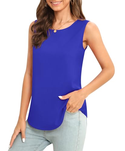 Image of Women's Sleeveless Chiffon Tank Top Business Casual Blouse Tunic Top