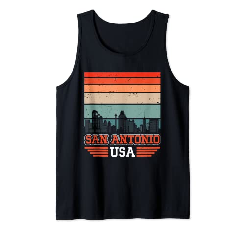 San Antonio USA Retro Vintage Sunset Skyline San Antonio Canotta