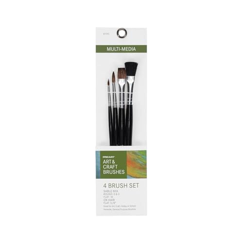 Pro Art Brush Sable Mix Set Flat & Round 4pc, Paint Brushes, Acrylic Paint Brush Set, Brushes Acrylic Painting, Small Brushes, Paintbrush, Brushes