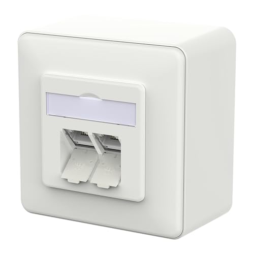 METZ CONNECT E-DAT C6A LSA++ Prise, 2 ports, AP, blanc signalisation