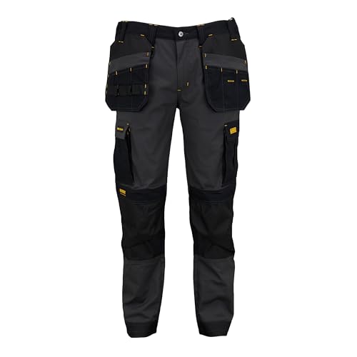 DEWALT Lightweight Slim Fit Trousers 32W 29L Grey/Black