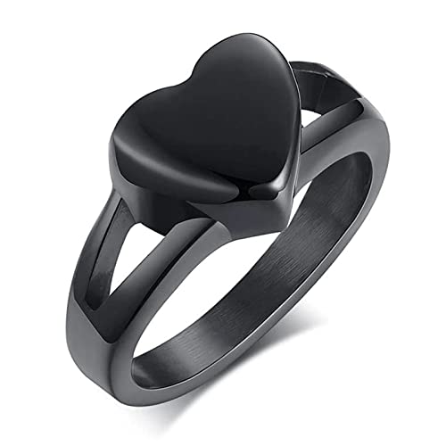 Gualiy Anillos de urna para cenizas para mujer, acero inoxidable, anillos de corazón abribles, para recuerdos, cremación, joyería, urnas, anillos para cenizas, tamaño 6-9, Sin gemas Cover