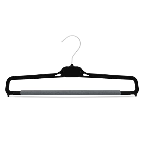 Kiroplast Perchas para Pantalones Perchas de Plástico Antideslizantes para Ahorrar Espacio 38cm (30, Negro)