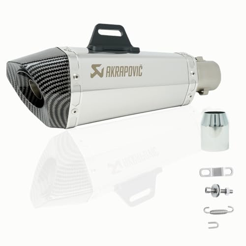 Vagary Universal Hexa Cut Akraphovic Exhaust With DB Killer Silencer for Bajaj, TVS, KTM, Suzuki, Yamaha, Hero Universal For Bike (SILVER)