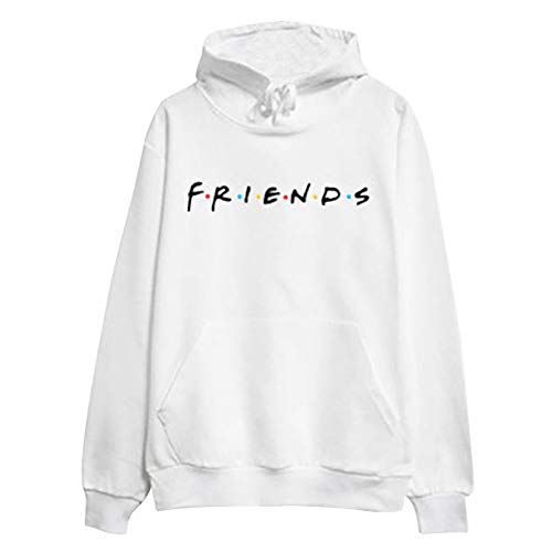 Sweat-Shirt Femme Lettre Friends imprimée Pull À Manches Longues Sweat avec Capuche Ado Fille Amitié Décontracté Blouse Col Rond Tops Loisirs Élégant Uni Chemisier Pullover Poche Hip Hop Streetwear Cover