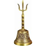 Sutenno 金剛鈴 仏教ベル 仏鈴 真鍮製 軽量 高15.5cm 重180g ハンドベル 鮮明な音 小さい 道教楽器 密教法具 神具 三清 お盆用品 仏壇用 仏具 心霊浄化 癒し 魔除け 除霊 癒し 多機能 寺院仏具 瞑想道具 インテリア 贈り物 持ち運びが簡単 (A)