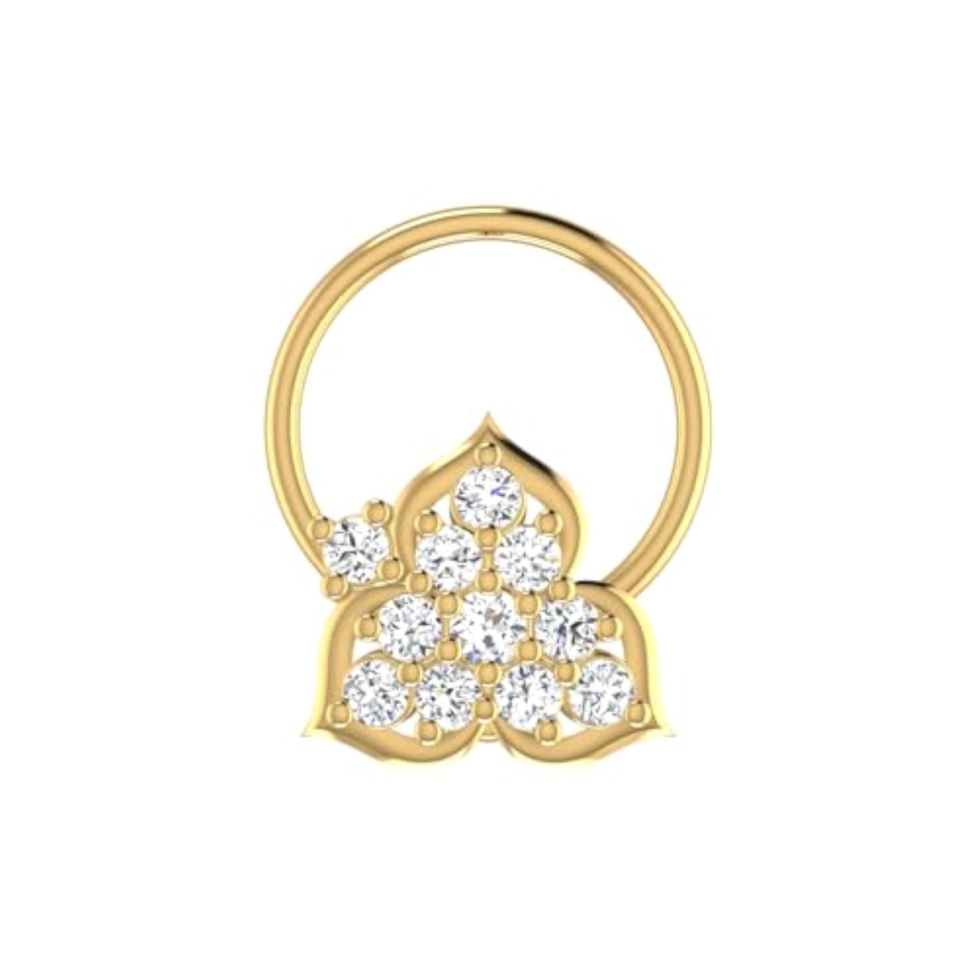 Women's 9K Hallmarked Yellow Gold Stud Nose Ring, Elegant Design