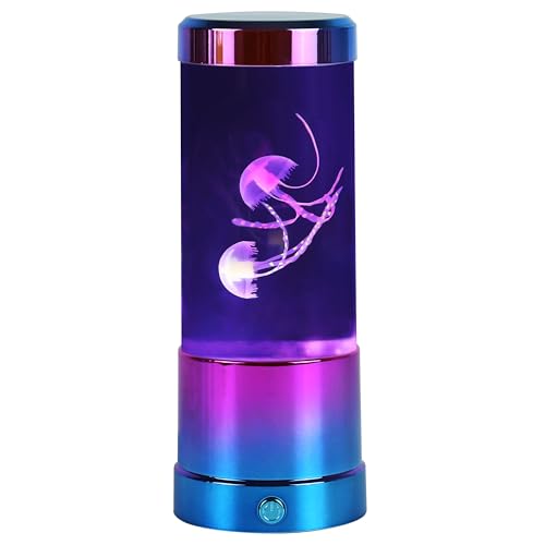 Image of Wireless Express LuminaJellyfish Mood Lamp with LED Lights - Realistic Jellyfish Motion, Multi-Color Changing LED Modes, Auto Shut Off (Metallic - 9 Inch)