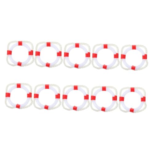 Milisten 10pièces Bouée de Sauvetage Mini Style Méditerranéen Décorations pour Maison et Jardin Jouet pour Piscine