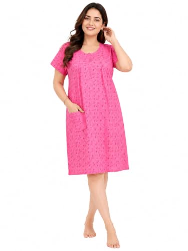 Image of Onekbhalo Women Cotton Night Dress Printed Culf Length Night Gown Short Nighty