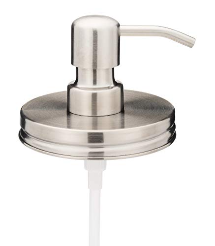 Jarmazing Products Wide Mouth Stainless Steel Mason Jar Soap Dispenser Lids - One Pack - for All Wide Mouth Canning Jars