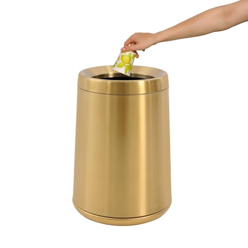 Caneca de basura rectangular de acero inoxidable dorada