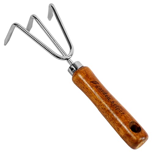 Hand Cultivator Garden Tool Heavy Duty Japanese Steel with Wood Handle, Manual Small Hand Rake Soil Tiller for Weeding, Digging, Cultivating, 3 Claws, Made in Japan, Silver - Thumbnail 5