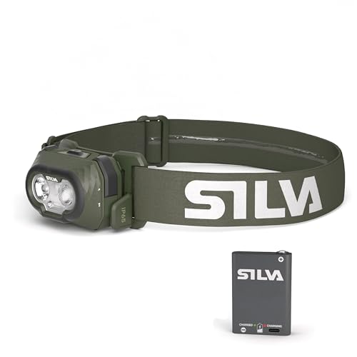 Silva Stirnlampe LED Wiederaufladbar USB C - Discover Hybrid - 500 Lumen Stirnlampe Rotlicht - 3 Helligkeitsstufen - Weiß, Orange & Rot LED Kopflampe...
