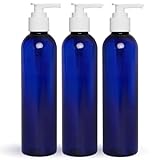 BRIGHTFROM Empty Lotion Pump Bottles, 8 Oz BPA-Free Refillable Plastic Containers, PETE1 Cobalt-Blue, Great for - Soap, Shampoo, Lotions, Liquid Body Soap, Creams and Massage Oil's (Pack of 3)