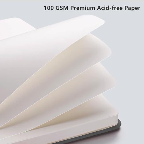 Image of RETTACY Blank Journal Notebook, 192 Pages, A5 Medium Size (5.7'' x 8.3'') | Leather Hardcover, 100 GSM Thick Paper, for Sketching, Drawing, Painting (Gray)
