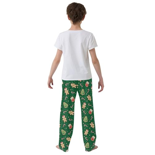 ZZXXB Christmas Gingerbread Candy Boys Long Pants Soft Trousers Elastic Waist Kids Lounge Bottoms with Pockets S-XL3
