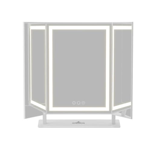 Espejo para maquillaje trifold LED con luz y base miniatura 5