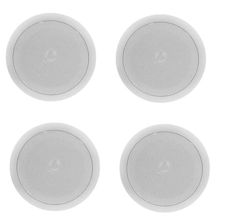 AntDau71® - Lot de 4 enceintes sonores encastrées pour plafond, filodiffusion, haut-parleur de couleur blanche - 20 watts - 18 cm