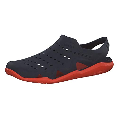 Crocs Men's Flat Closed Toe Sandals, Blue Navy Tangerine 4v9, 7