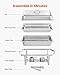 VEVOR Rectangle Chafing Dishes, 9 Qt 4 Pack Stainless Steel Chafing Dish, Food Warmer Chafer Complete Set with Hollow Handle, 2 Food Tongs, Lid, Canister Holder, Chafer Dishes for Banquet Wedding