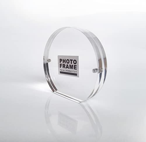 Acrylic Picture Frame,Magnetic Photo Block Frame, Clear Frameless Desktop Horizontal Display Double Sided,2X3" 8+8Mm Thickness,Half Round #TOP1