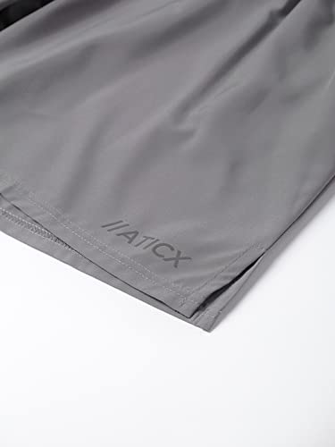 Image of ATICX Polyester Shorts for Men - Quick Dry Lightweight with Zipper Pockets - Gym, Running, Jogging, Training Half Pants for Basketball, Swimming, Badminton, Cycling, Football, Outdoor & Home Wear